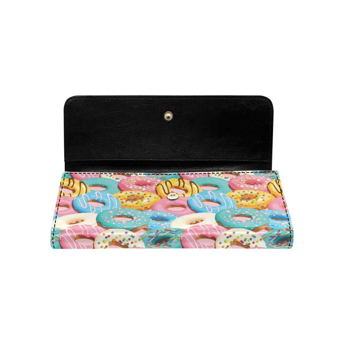 Donut Pattern Print Design DN01 Women's Trifold Wallet