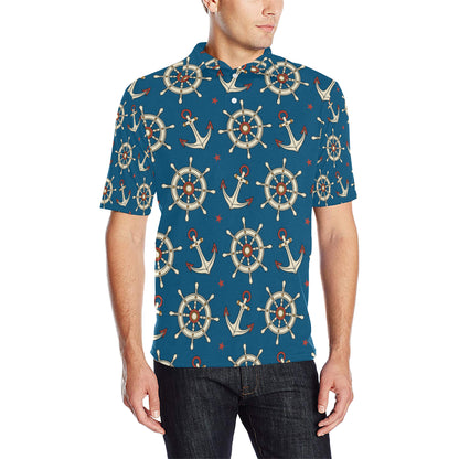 Anchor Pattern Print Design 02 Men Polo Shirt
