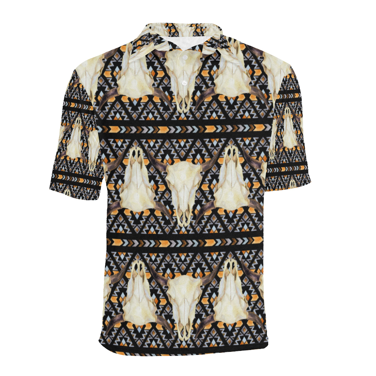 Buffalo Head Pattern Print Design 03 Men Polo Shirt