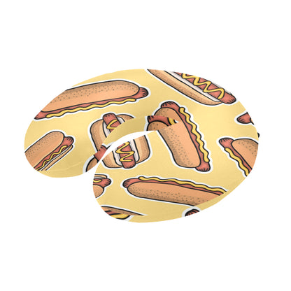 Hot Dog Pattern Print Design 01 U-Shaped Travel Neck Pillow