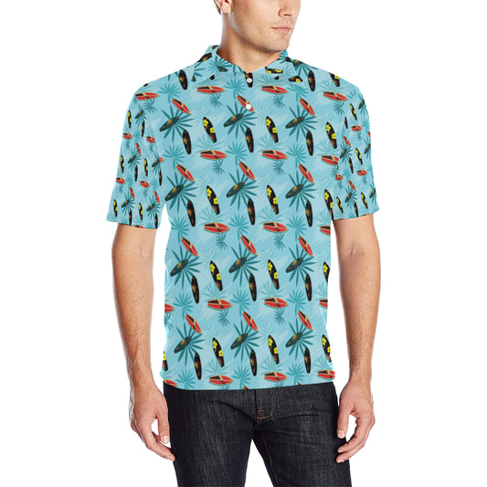 Surfboard Themed Pattern Men Polo Shirt