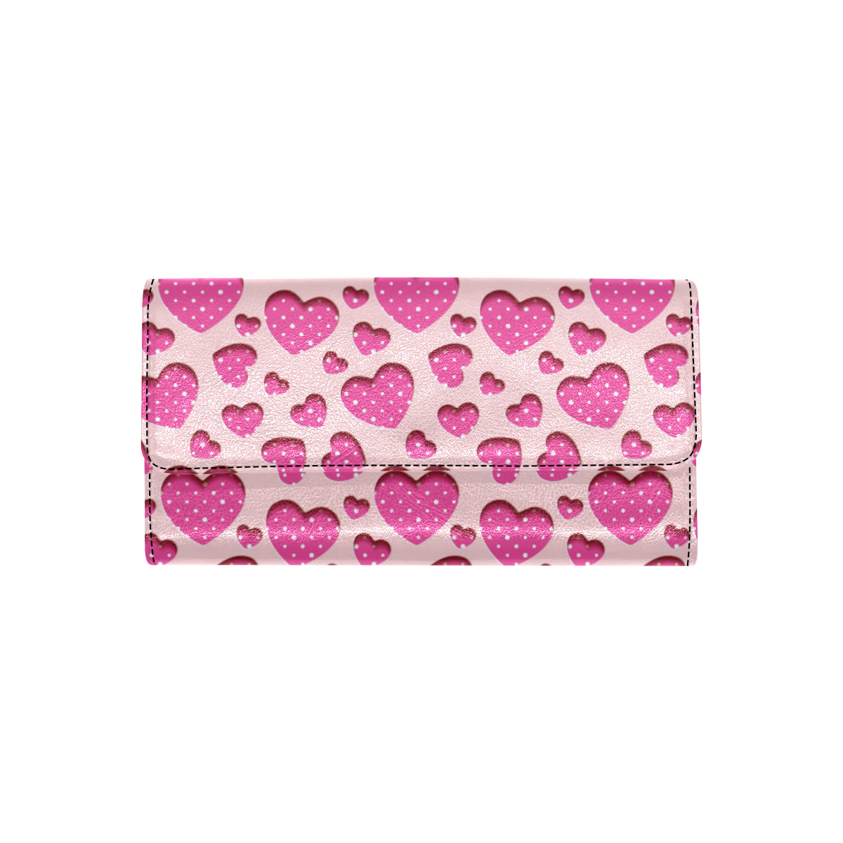 Heart Pink Pattern Print Design HE06 Women's Trifold Wallet