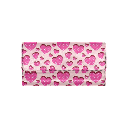 Heart Pink Pattern Print Design HE06 Women's Trifold Wallet
