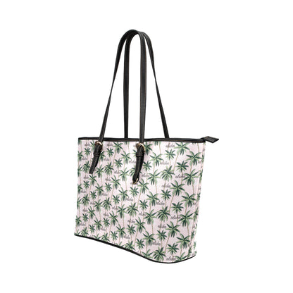 Aloha Beach Pattern Design Themed Print Leather Tote Bag