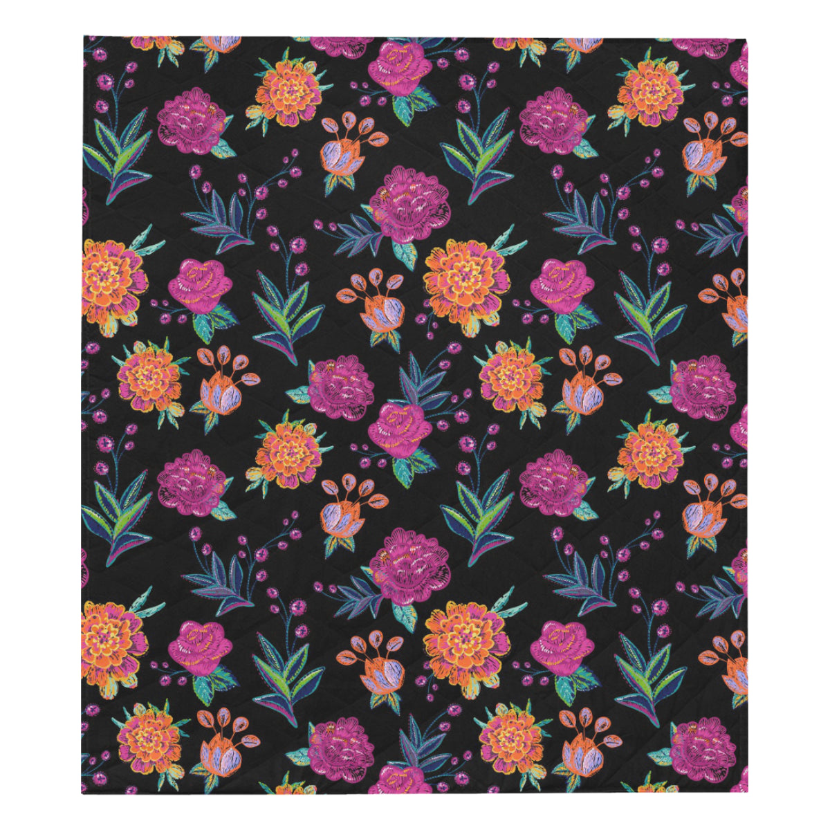 Marigold Pattern Print Design MR02 Premium Quilt