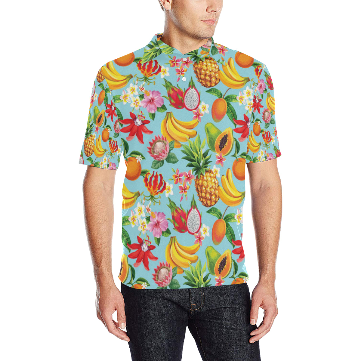 Tropical Fruits Pattern Print Design TF01 Men Polo Shirt
