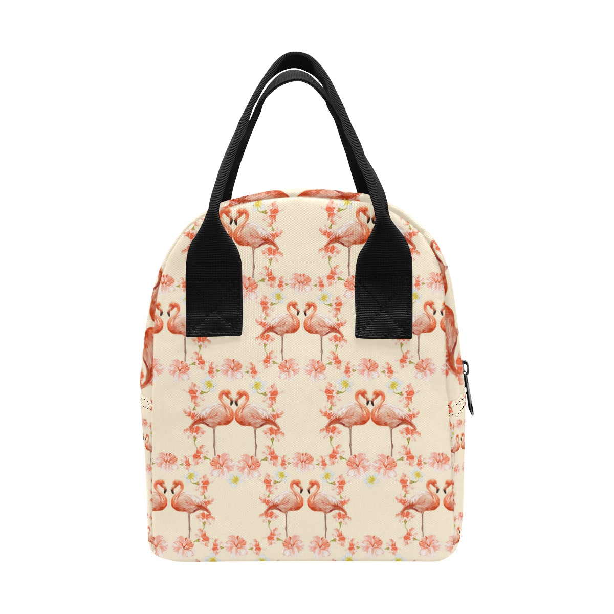 Flamingo Hibiscus Print Pattern Insulated Lunch Bag
