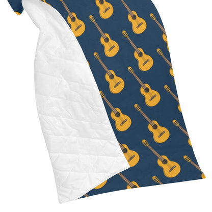 Acoustic Guitar Pattern Print Design 04 Premium Quilt