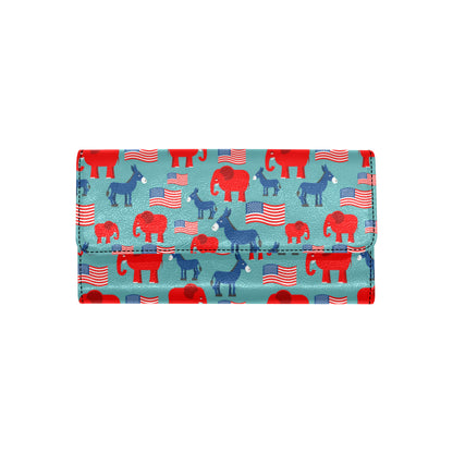 Donkey Red Elephant Pattern Print Design 03 Women's Trifold Wallet