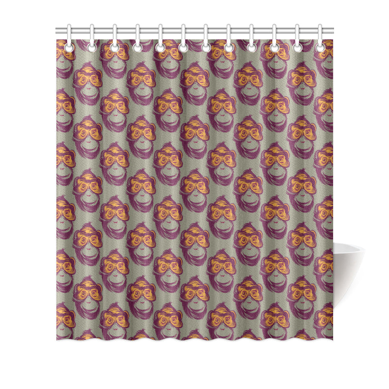 Chimpanzee Pattern Print Design 02 Shower Curtain
