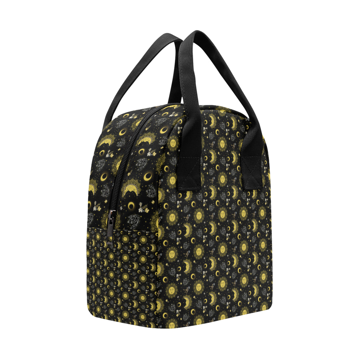 Sun Moon Golden Design Themed Print Insulated Lunch Bag