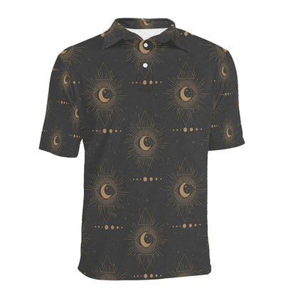 Moon Boho Pattern Print Design 02 Men Polo Shirt