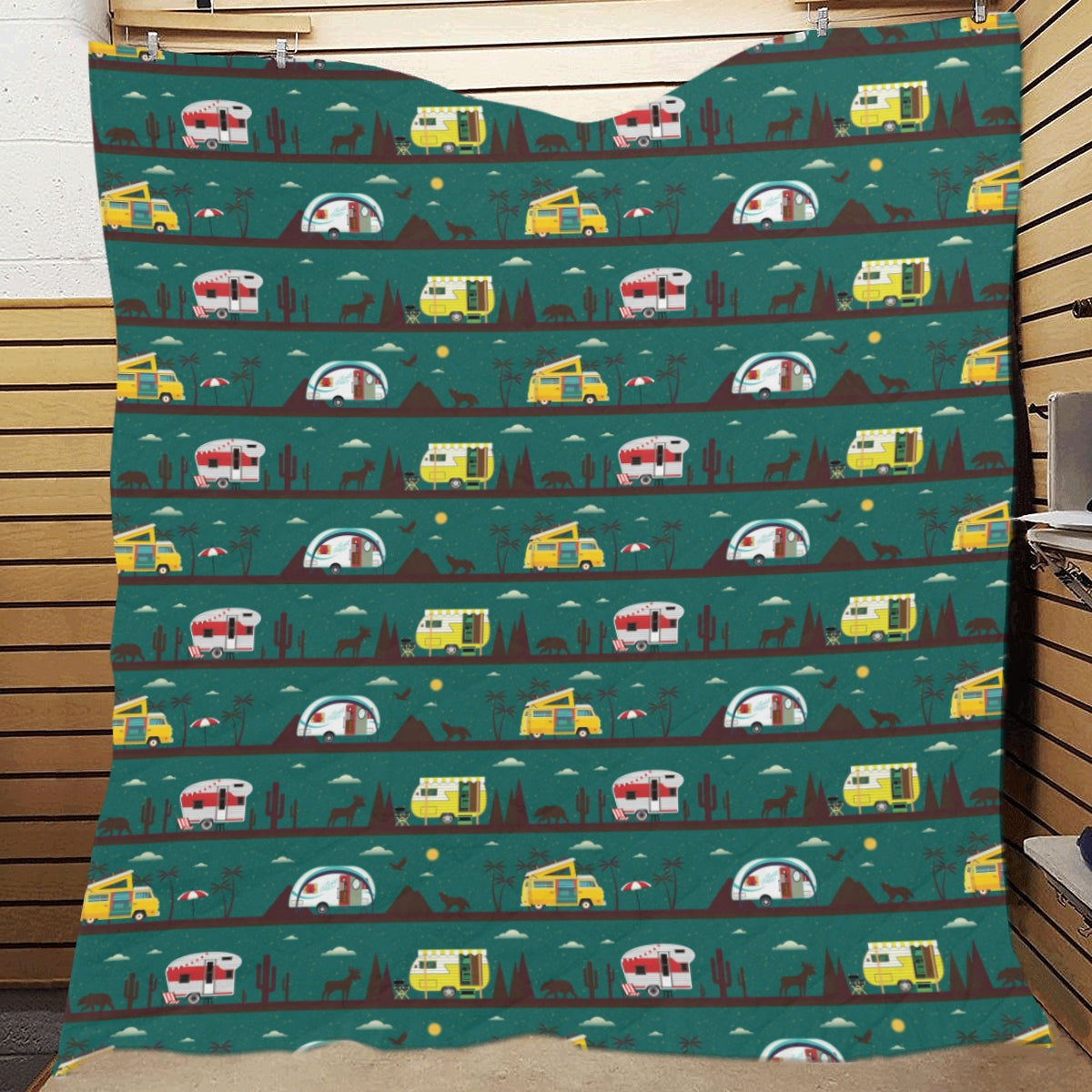 Camper Pattern Print Design 05 Premium Quilt