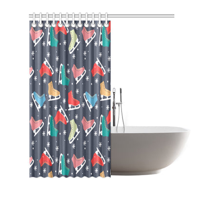 Ice Skate Pattern Print Design 04 Shower Curtain