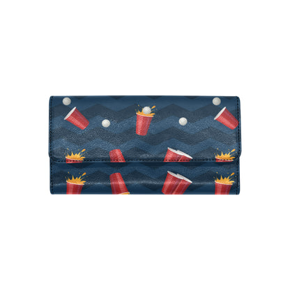 Beer Pong Pattern Print Design 01 Women's Trifold Wallet
