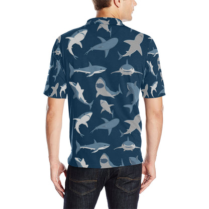 Shark Action Pattern Men Polo Shirt