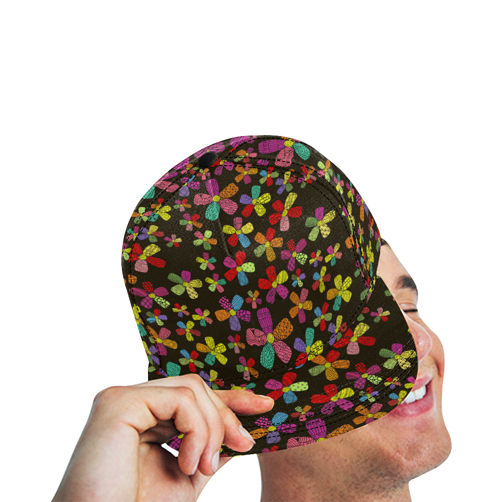 Flower Power Colorful Print Pattern Snapback Cap