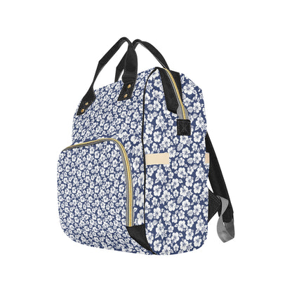 Hibiscus Blue Hawaiian Flower Style Diaper Bag Backpack