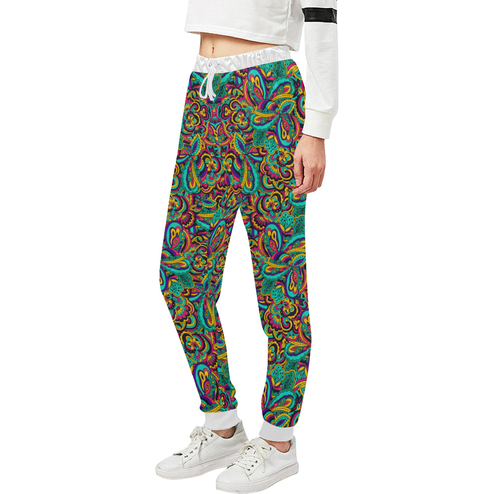 Psychedelic Trippy Floral Design Unisex Sweatpants