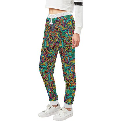 Psychedelic Trippy Floral Design Unisex Sweatpants