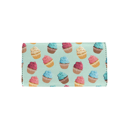 Cupcake Pattern Print Design 01 Women's Trifold Wallet