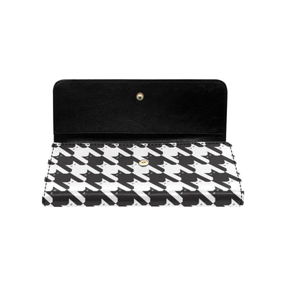 Cat HoundstoothPattern Print Design 01 Women's Trifold Wallet