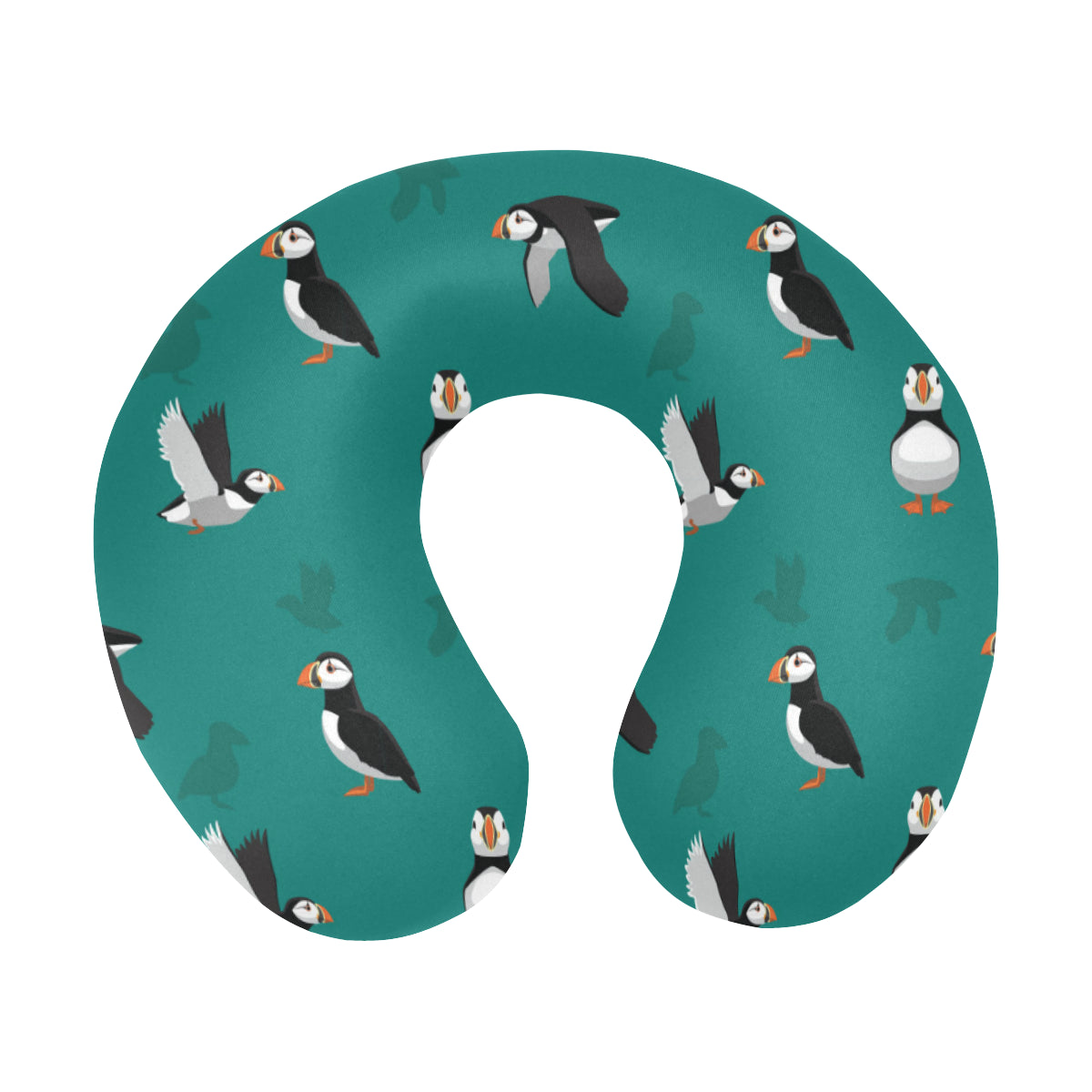 Puffin Pattern Print Design A02 U-Shaped Travel Neck Pillow