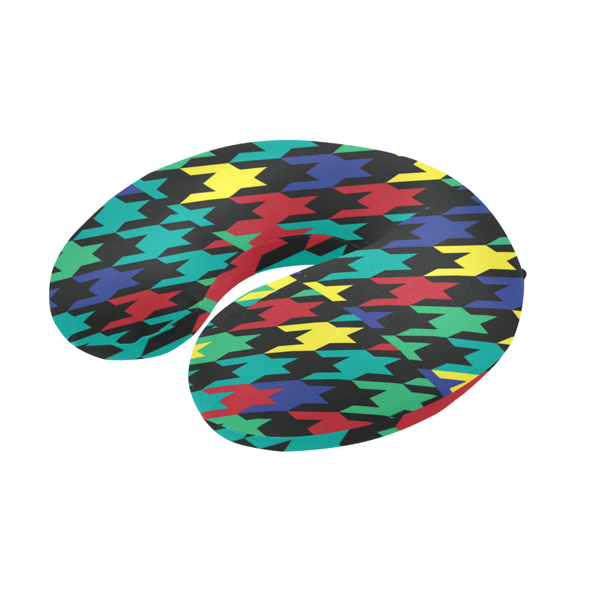 Houndstooth Colorful Pattern Print Design 02 U-Shaped Travel Neck Pillow