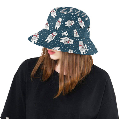 Polar Bear Pattern Print Design PB05 Unisex Bucket Hat