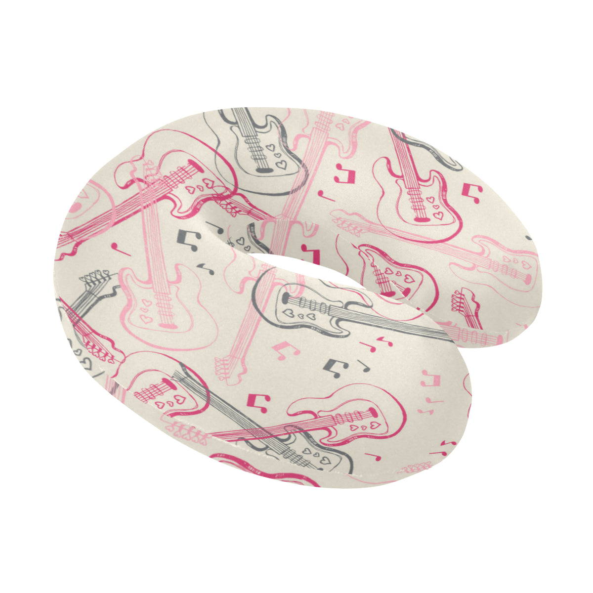 Bass Guitar Pattern Print Design 02 U-Shaped Travel Neck Pillow
