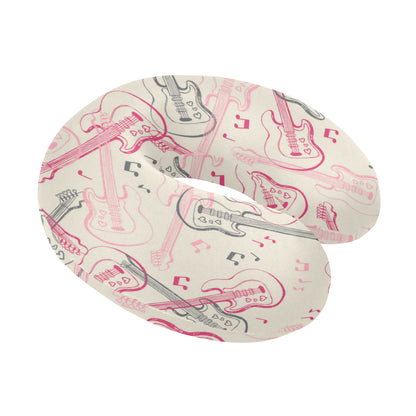 Bass Guitar Pattern Print Design 02 U-Shaped Travel Neck Pillow