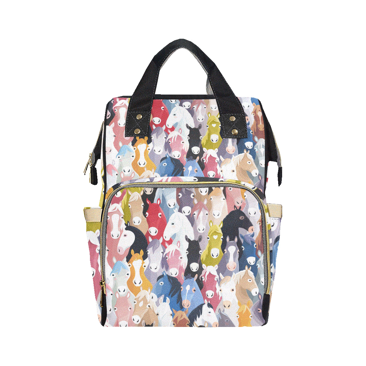 Colorful Horse Pattern Diaper Bag Backpack