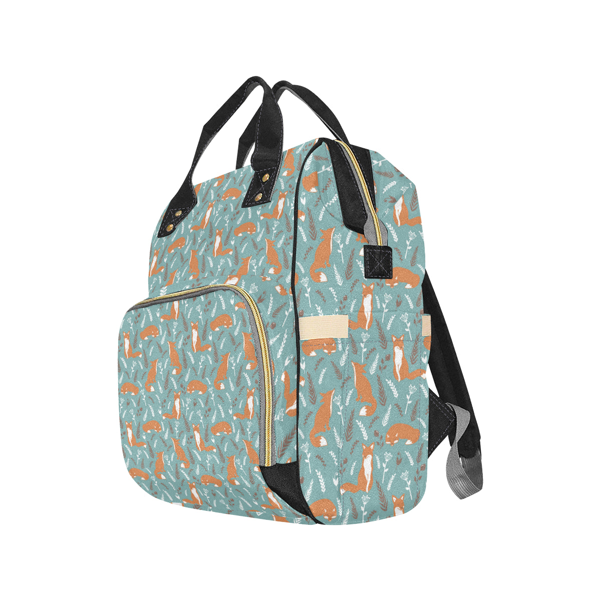 Fox Forest Print Pattern Diaper Bag Backpack