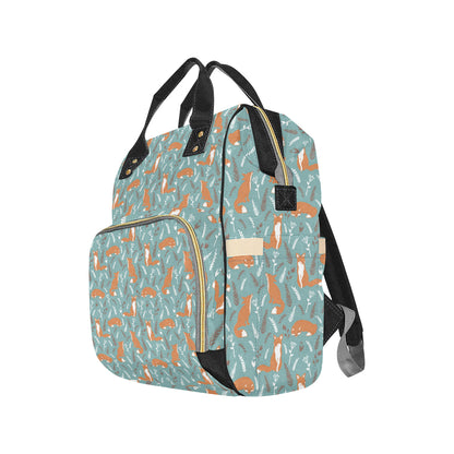 Fox Forest Print Pattern Diaper Bag Backpack