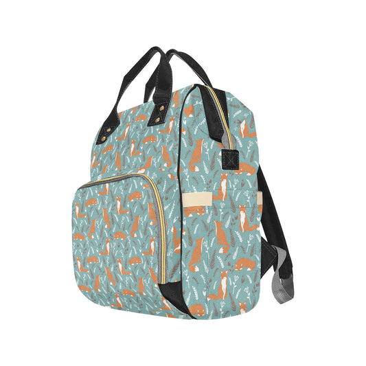 Fox Forest Print Pattern Diaper Bag Backpack