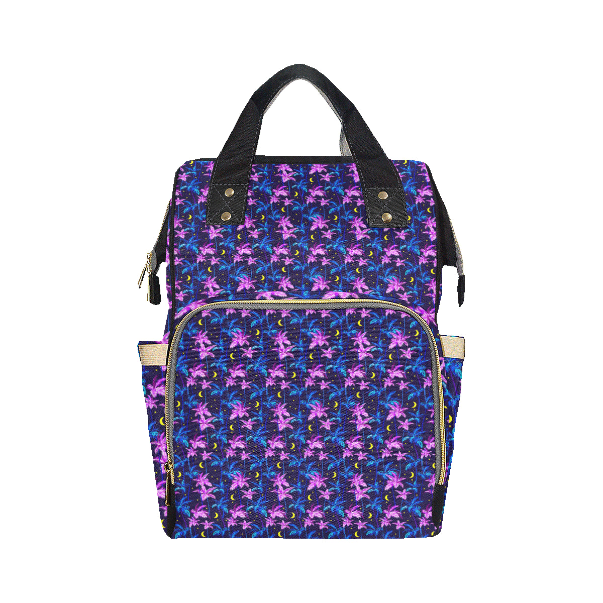 Palm Tree Night Scene Design Print Diaper Bag Backpack