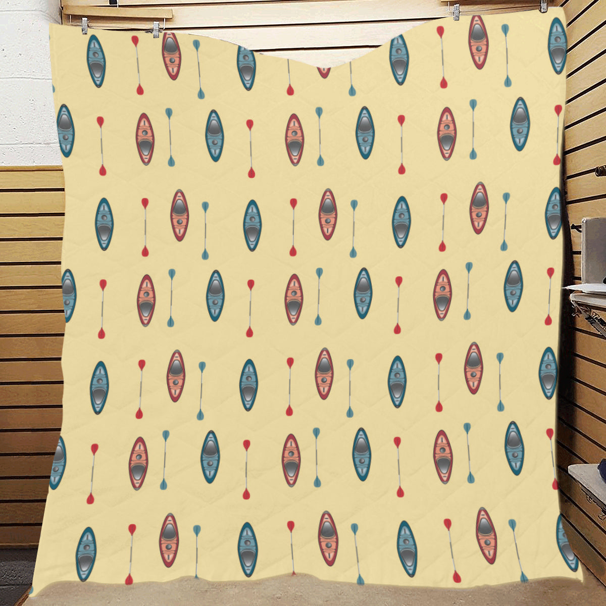 Kayak Pattern Print Design 02 Premium Quilt