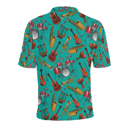 Drum Set Pattern Print Design 01 Men Polo Shirt