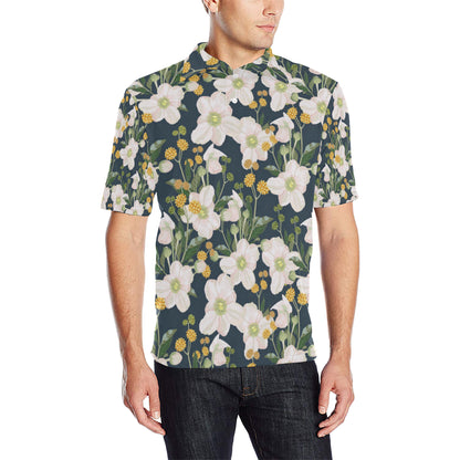 Anemone Pattern Print Design AM04 Men Polo Shirt