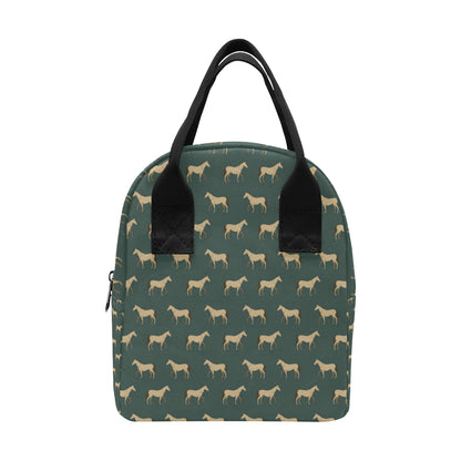 Horse Classic Themed Pattern Print Insulated Lunch Bag