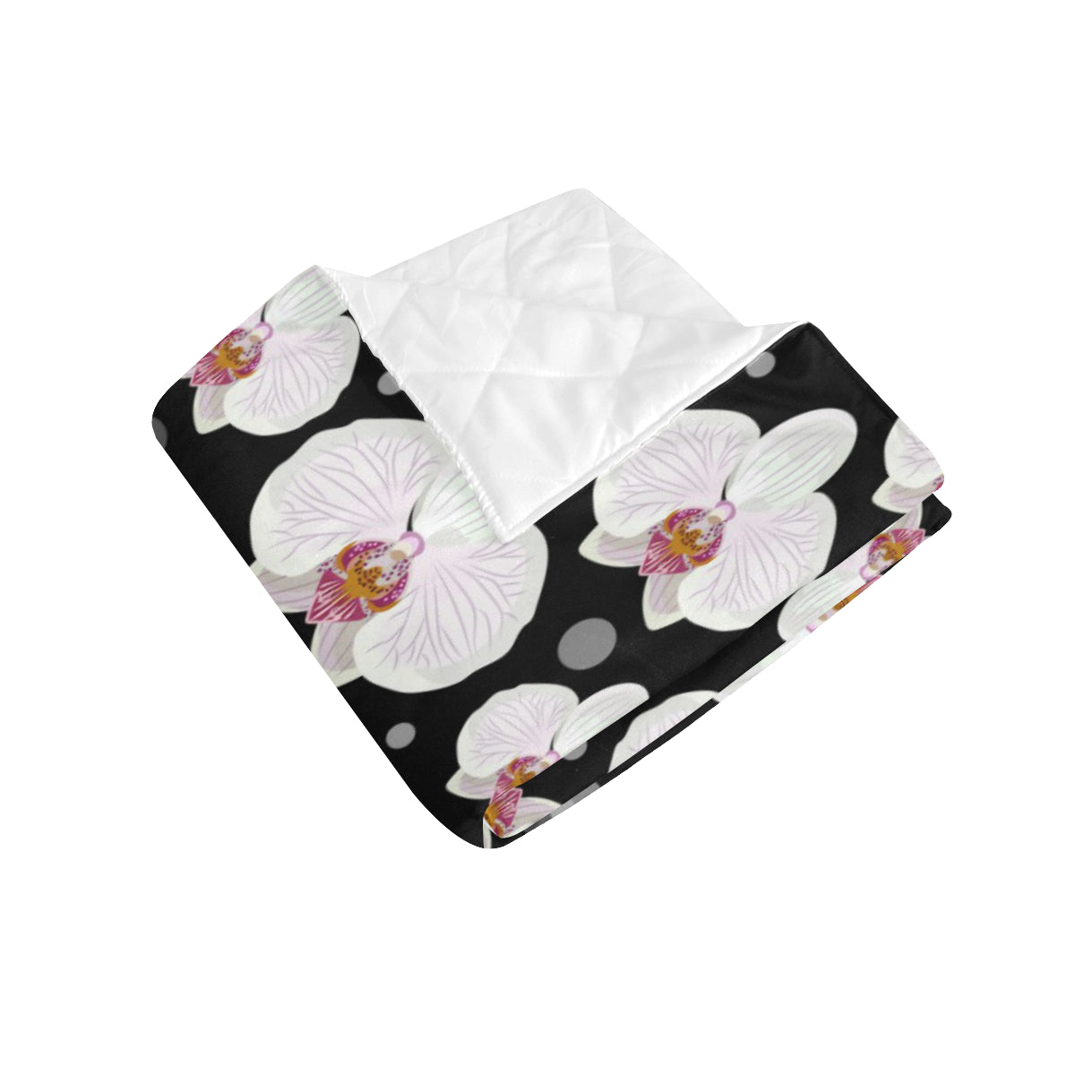 Orchid White Pattern Print Design OR09 Premium Quilt