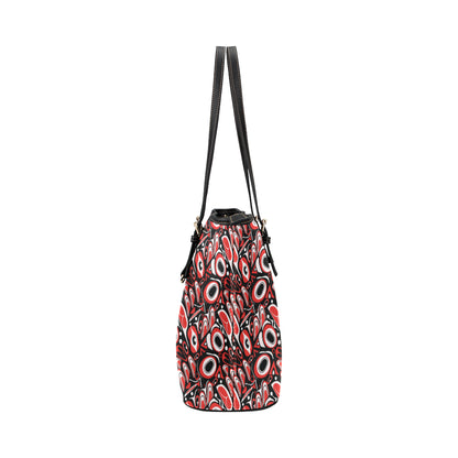 Totem Pole Texture Design Leather Tote Bag