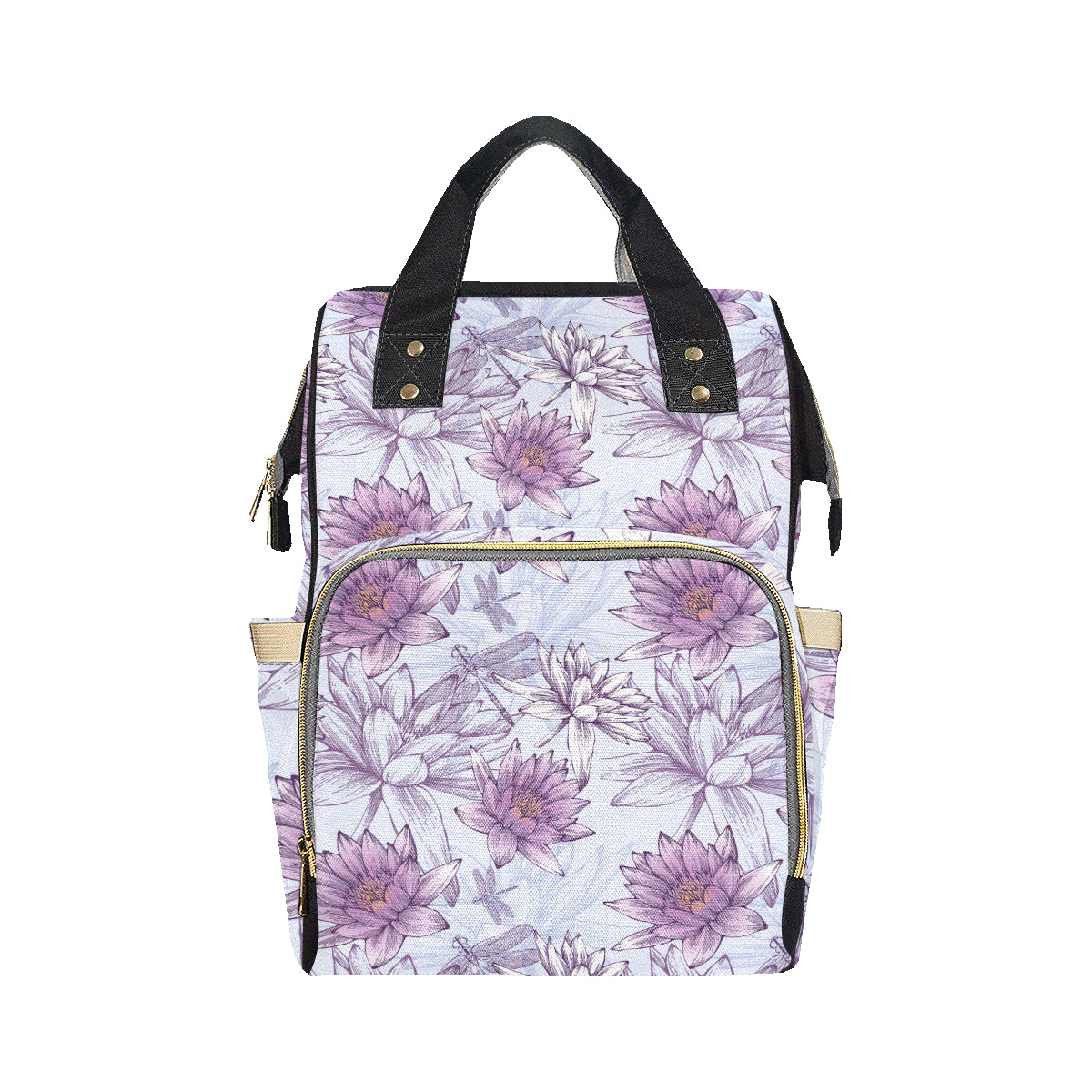 Water Lily Pattern Print Design WL01 Diaper Bag Backpack