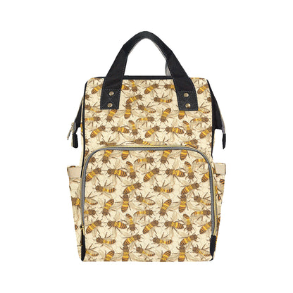 Bee Pattern Print Design BEE05 Diaper Bag Backpack