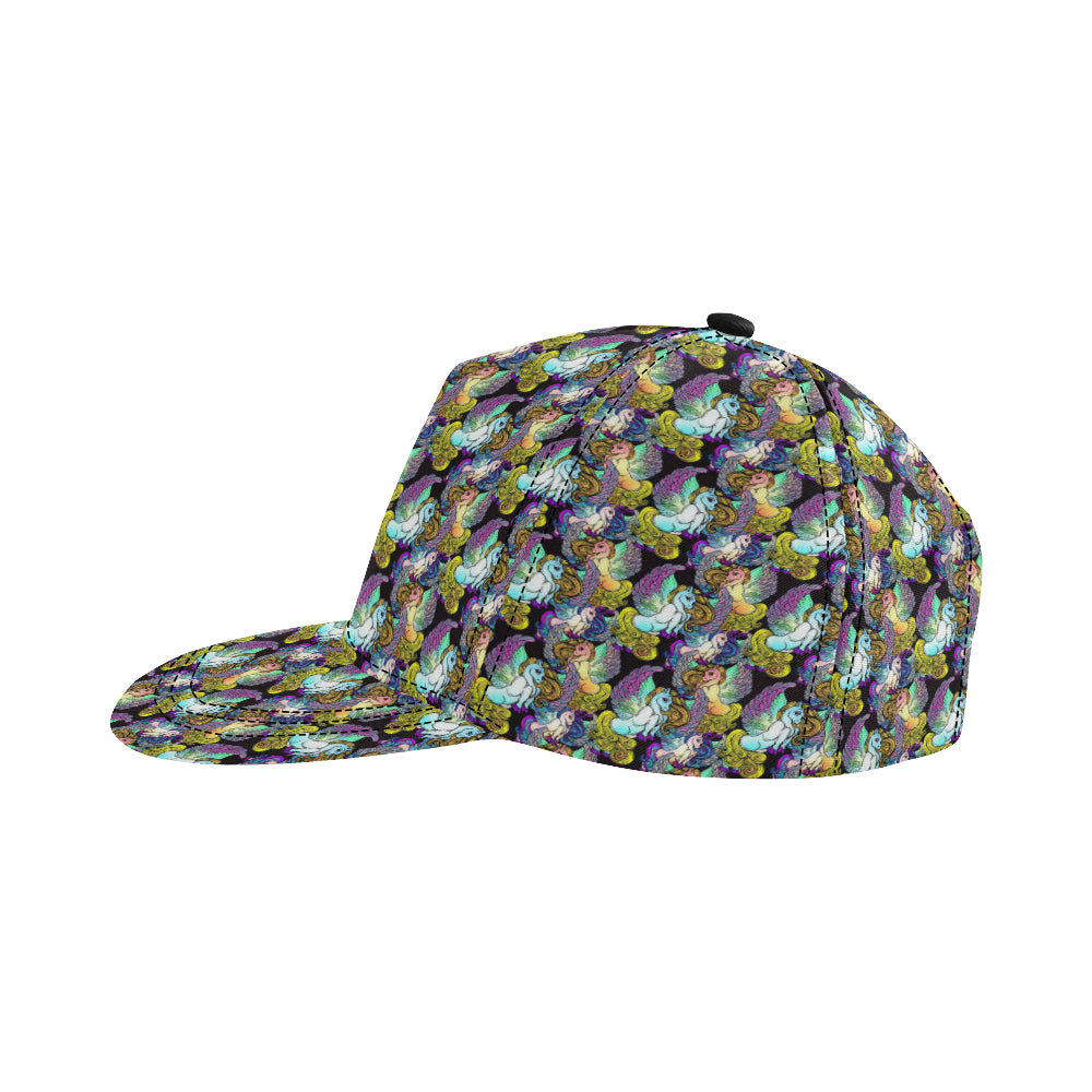 Unicorn With Wings Print Pattern Snapback Cap