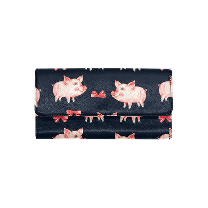 Pig Cute Pattern Print Design 02 Women's Trifold Wallet