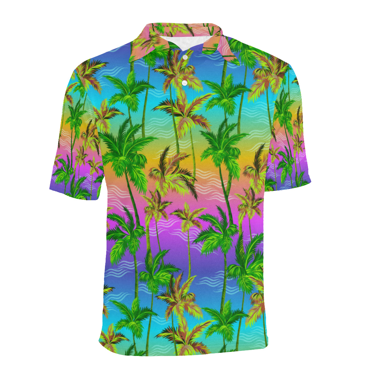Palm Tree Rainbow Pattern Men Polo Shirt