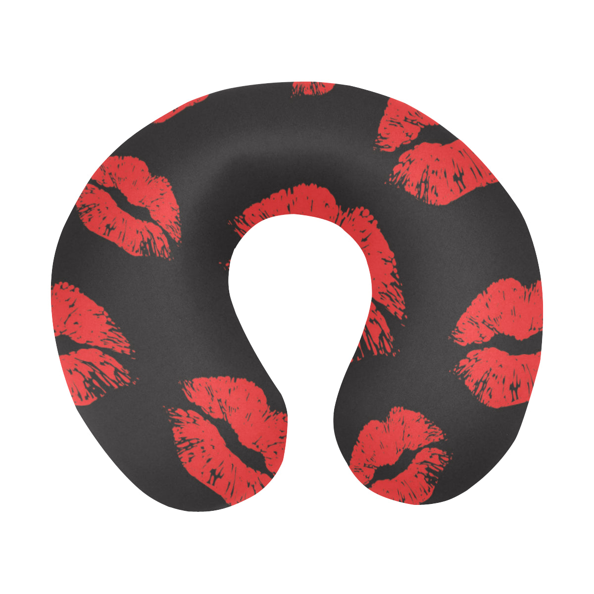 Lip Red Pattern Print Design 02 U-Shaped Travel Neck Pillow
