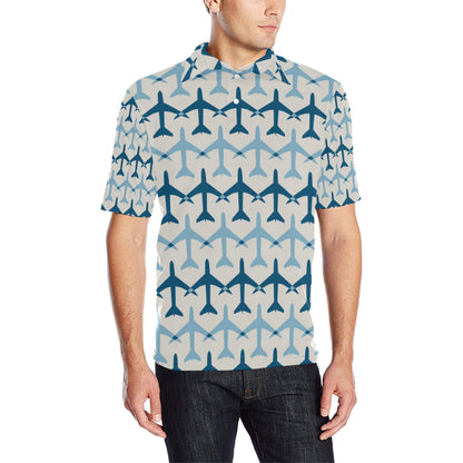 Airplane Pattern Print Design 04 Men Polo Shirt