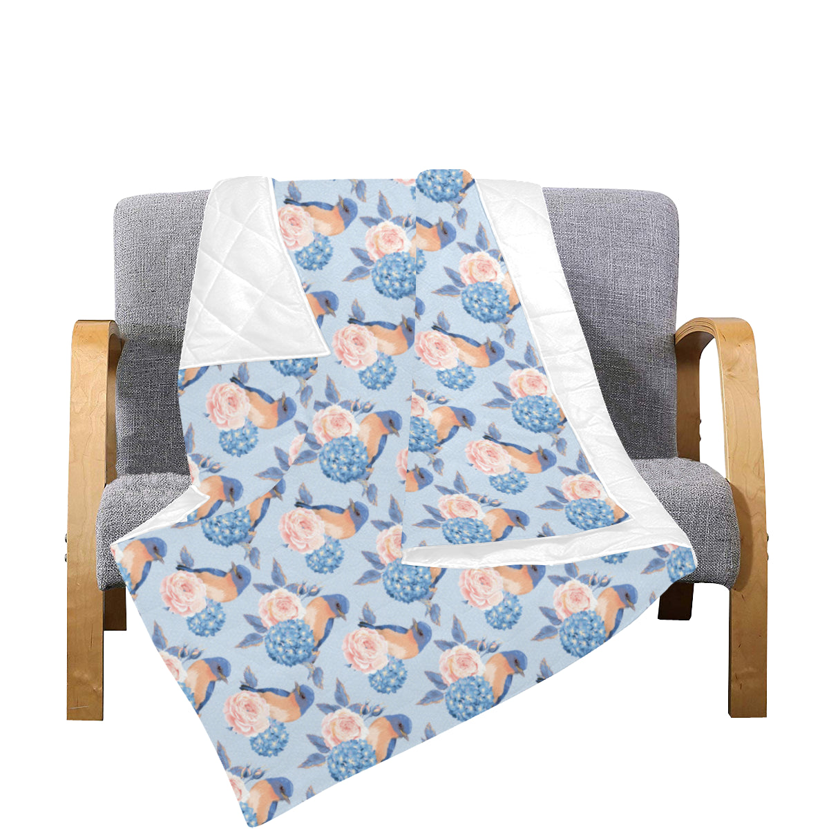 Bluebird Pattern Print Design 01 Premium Quilt